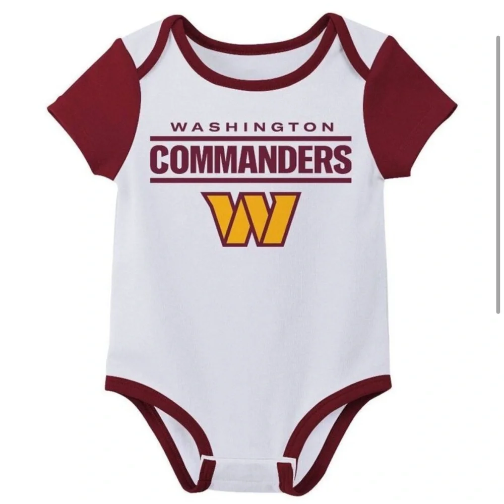 Washington Commanders Redskins Burgundy Gold Infant 3 pack Onesies 3-6 Months